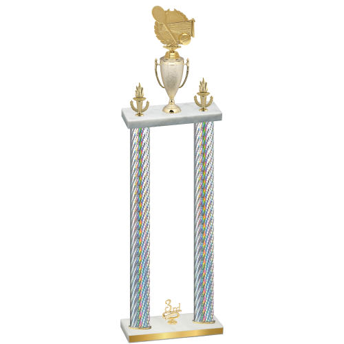 Double Silver Carbon Fiber Third Place Tennis Trophy