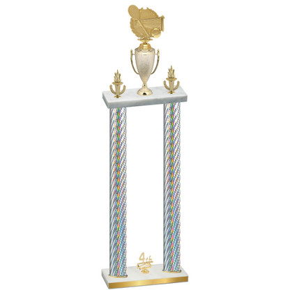 Double Silver Carbon Fiber Fourth Place Tennis Trophy