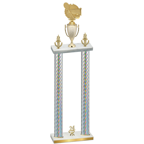 Double Silver Carbon Fiber Year Tennis Trophy