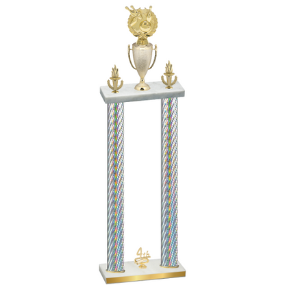 Double Silver Carbon Fiber Fourth Place Bowling Trophy