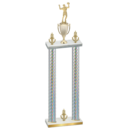 Double Silver Carbon Fiber Victory Volleyball Trophy
