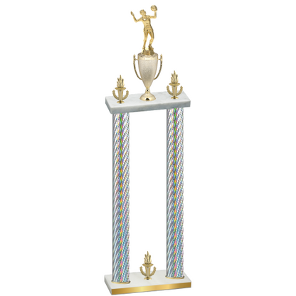 Double Silver Carbon Fiber Victory Volleyball Trophy