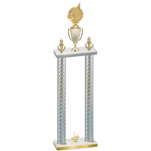 Double Silver Carbon Fiber First Place Volleyball Trophy
