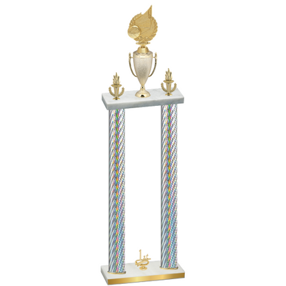 Double Silver Carbon Fiber First Place Volleyball Trophy