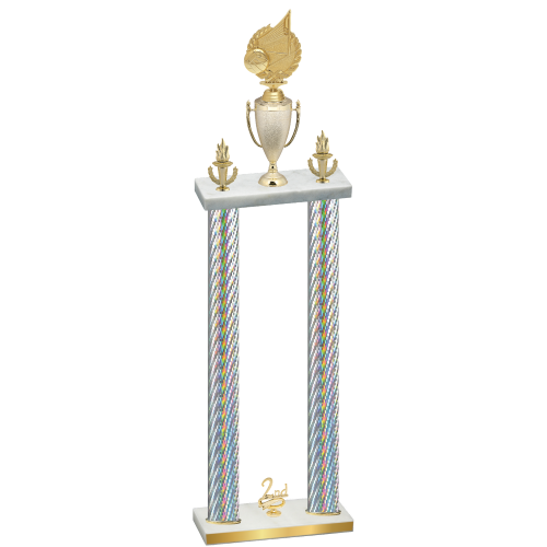 Double Silver Carbon Fiber Second Place Volleyball Trophy