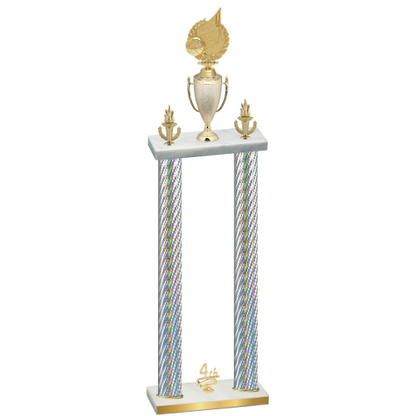 Double Silver Carbon Fiber Fourth Place Volleyball Trophy