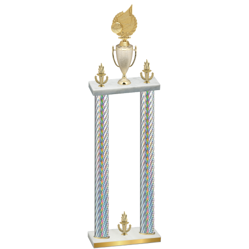 Double Silver Carbon Fiber Victory Volleyball Trophy