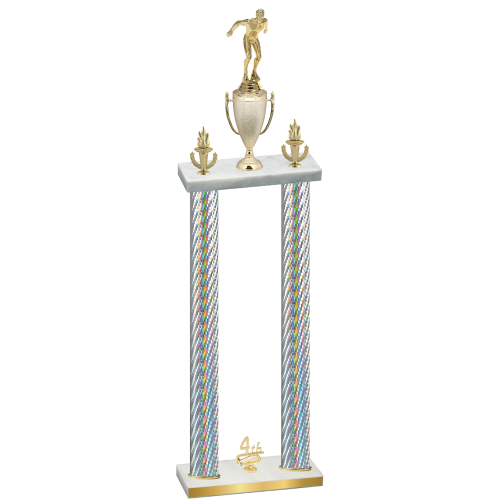 Double Silver Carbon Fiber Fourth Place Swimming Trophy