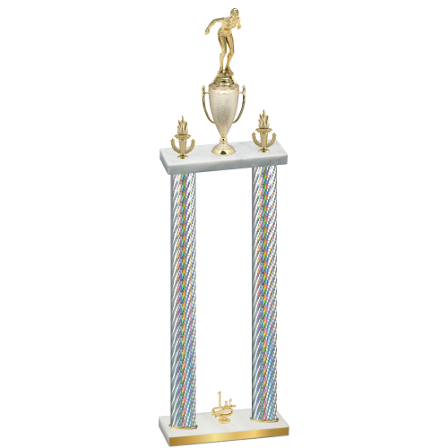 Double Silver Carbon Fiber First Place Tennis Trophy