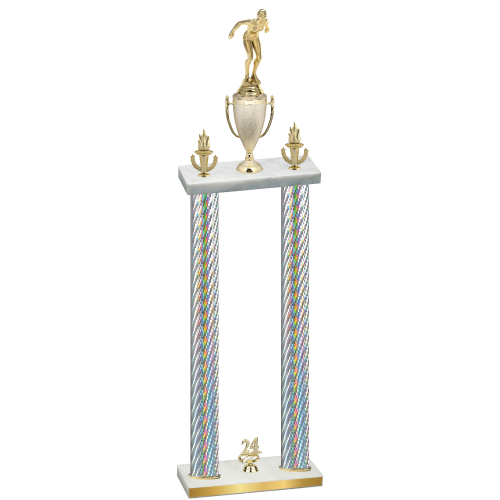 Double Silver Carbon Fiber Year Tennis Trophy