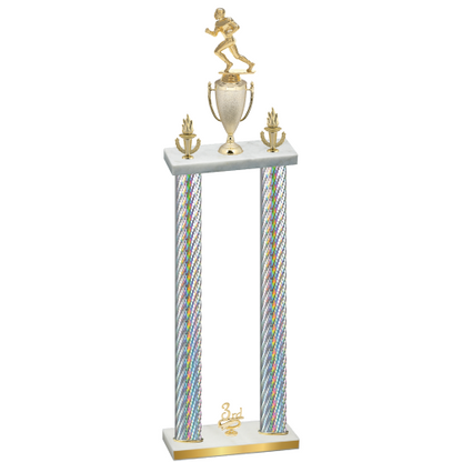 Double Silver Carbon Fiber Third Place Football Trophy