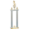 Double Silver Carbon Fiber Fourth Place Football Trophy