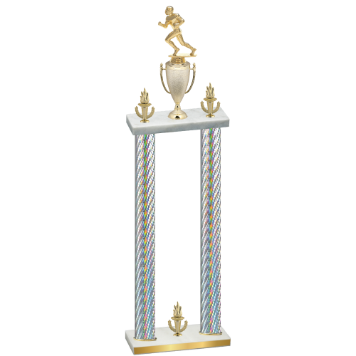 Double Silver Carbon Fiber Victory Football Trophy
