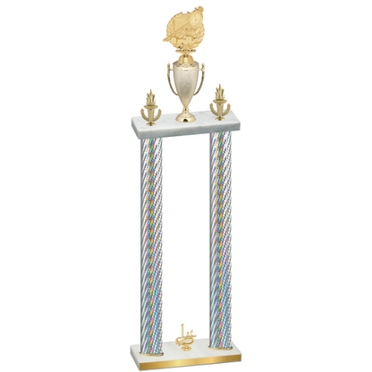 Double Silver Carbon Fiber First Place Swimming Trophy