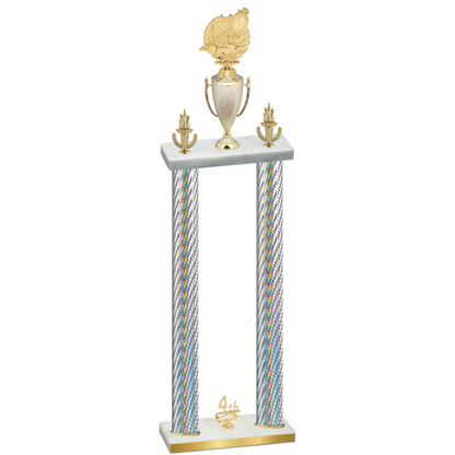 Double Silver Carbon Fiber Fourth Place Swimming Trophy