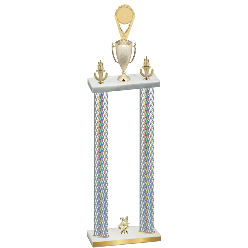 Double Silver Carbon Fiber Year Insert Trophy