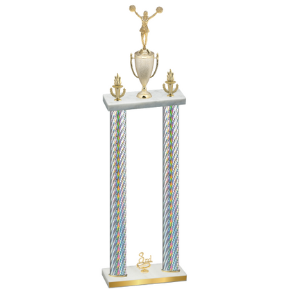 Double Silver Carbon Fiber Third Place Cheerleading Trophy