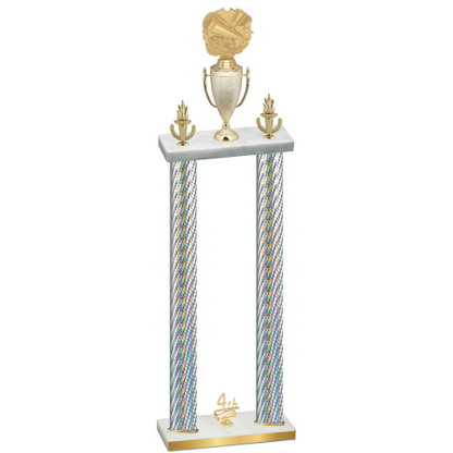 Double Silver Carbon Fiber Fourth Place Cheerleading Trophy