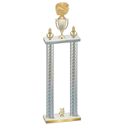 Double Silver Carbon Fiber Year Cheerleading Trophy