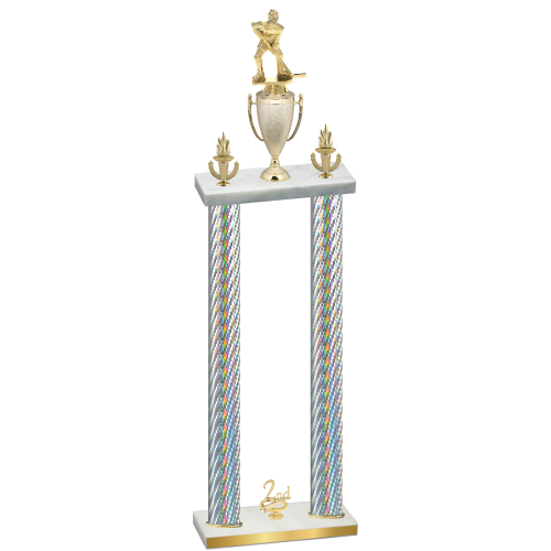 Double Silver Carbon Fiber Second Place Hockey Trophy