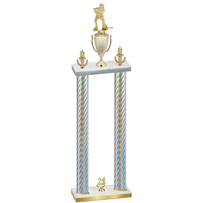 Double Silver Carbon Fiber Year Hockey Trophy