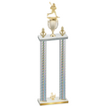 Double Silver Carbon Fiber Third Place Lacrosse Trophy