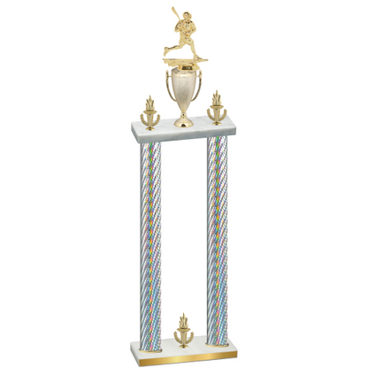 Double Silver Carbon Fiber Victory Lacrosse Trophy