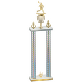 Double Silver Carbon Fiber Third Place Lacrosse Trophy