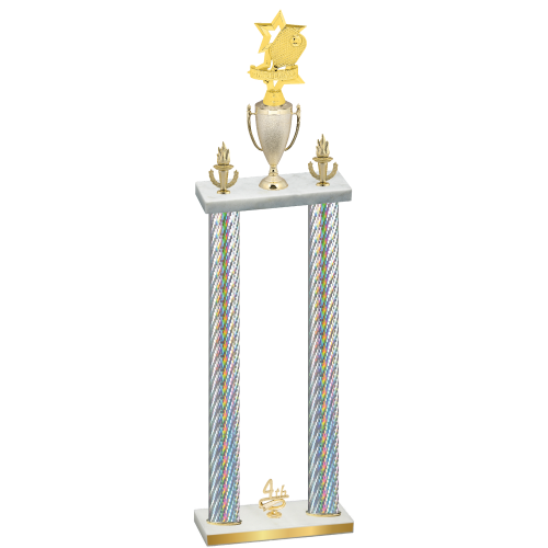 Double Silver Carbon Fiber Fourth Place Pickleball Trophy