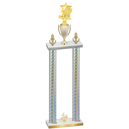 Double Silver Carbon Fiber Fourth Place Pickleball Trophy