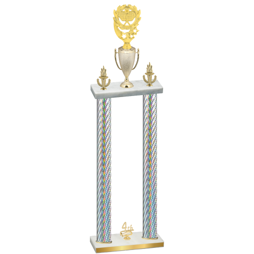 Double Silver Carbon Fiber Fourth Place Pickleball Trophy