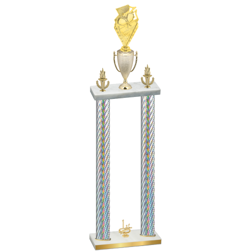 Double Silver Carbon Fiber First Place Pickleball Trophy