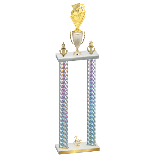 Double Silver Carbon Fiber Second Place Pickleball Trophy
