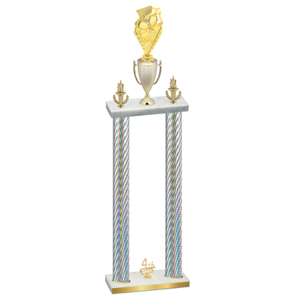 Double Silver Carbon Fiber Fourth Place Pickleball Trophy