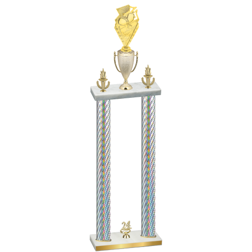 Double Silver Carbon Fiber Year Pickleball Trophy