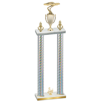 Double Silver Carbon Fiber Third Place Cars Trophy