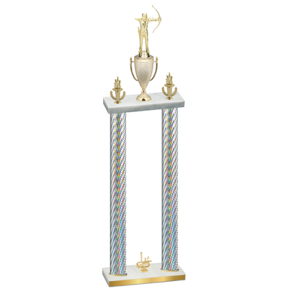 Double Silver Carbon Fiber First Place Archery Trophy