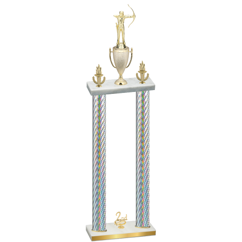 Double Silver Carbon Fiber Second Place Archery Trophy