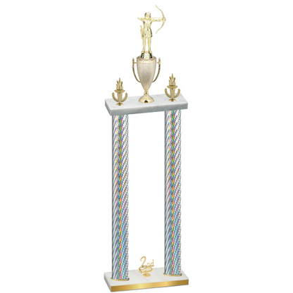 Double Silver Carbon Fiber Second Place Archery Trophy