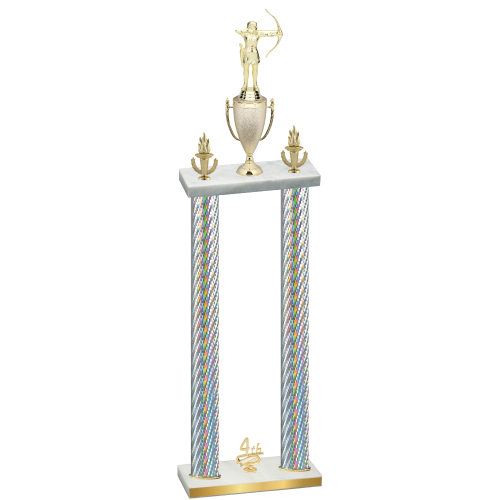 Double Silver Carbon Fiber Fourth Place Archery Trophy