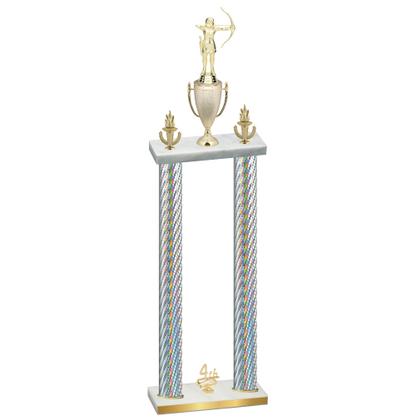 Double Silver Carbon Fiber Fourth Place Archery Trophy