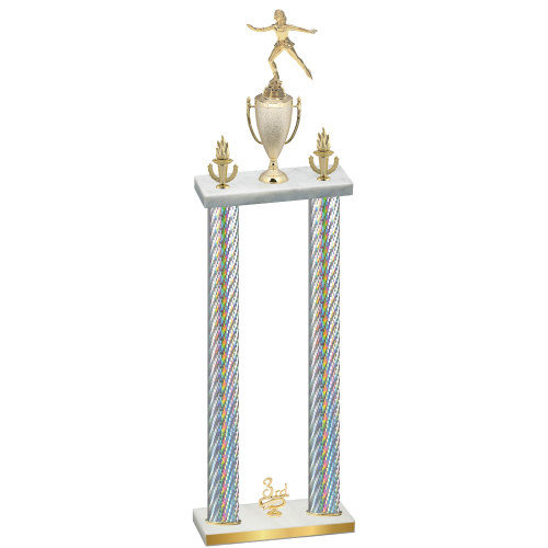 Double Silver Carbon Fiber Third Place Skater Trophy