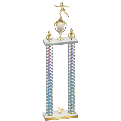 Double Silver Carbon Fiber Fourth Place Skater Trophy