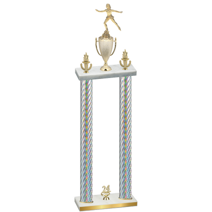 Double Silver Carbon Fiber Year Skater Trophy