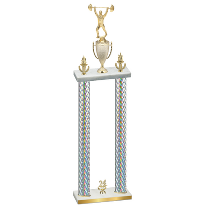 Double Silver Carbon Fiber Year Weights Trophy