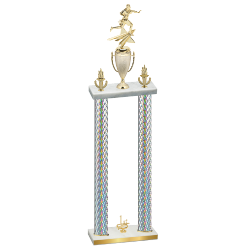 Double Silver Carbon Fiber First Place Flag Football Trophy