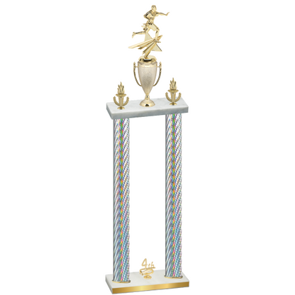 Double Silver Carbon Fiber Fourth Place Flag Football Trophy