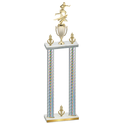 Double Silver Carbon Fiber Victory Flag Football Trophy