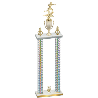 Double Silver Carbon Fiber Year Flag Football Trophy