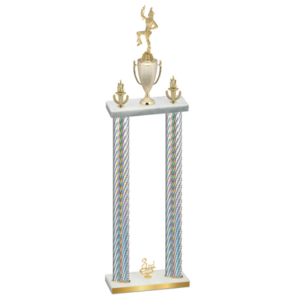 Double Silver Carbon Fiber Third Place Majorette Trophy
